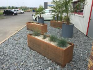 bac et jardinière en acier corten