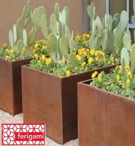 3 jardinieres corten ferigami