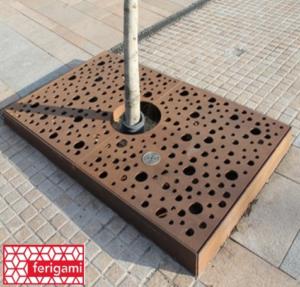 entourage pied arbre corten ferigami