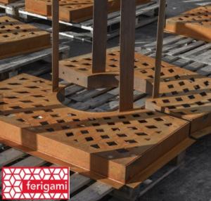 pied arbre acier corten patiné ferigami