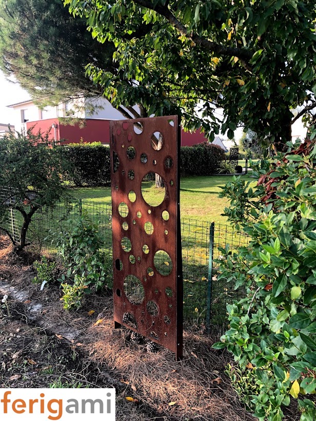 Panneau décoratif extérieur métal - brise vue motif feuilles